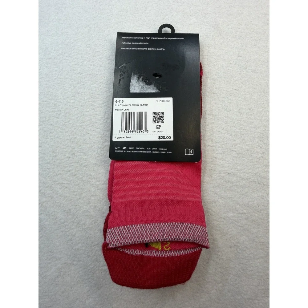 Nike Spark Cushioned No Show Running Socks Pink Men 6-7.5 Women 7.5-9 1 Pair